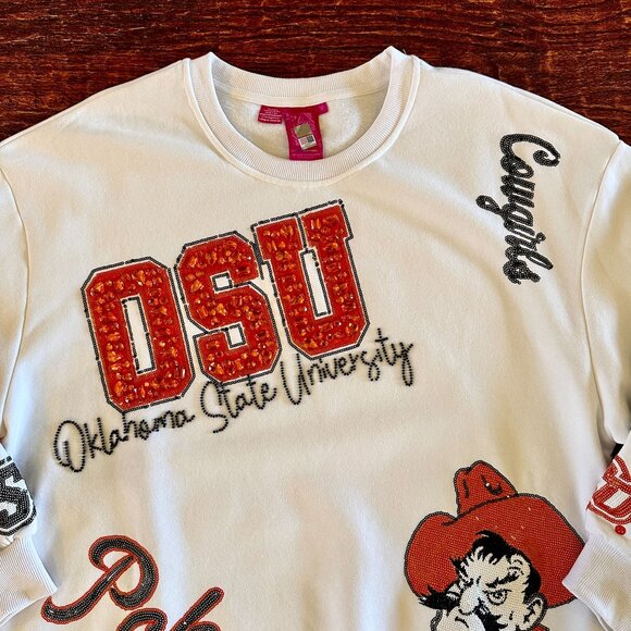 NWT, Medium, Queen of Sparkles Oklahoma State Cowboys OSU Women's Sweatshirt - Picture 7 of 10